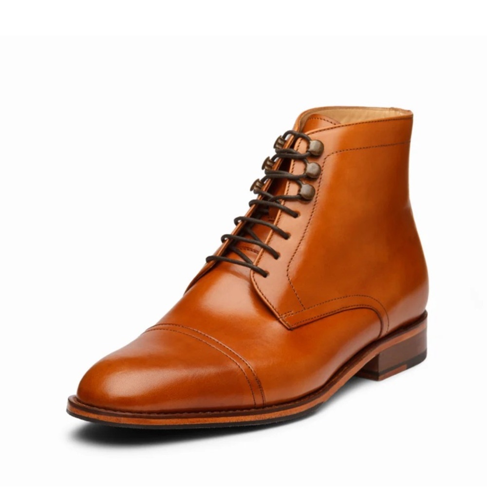 3DM Lifestyle Mens Tan Leather Cap Toe‎ Ankle Dress Boots UK 12 US 13